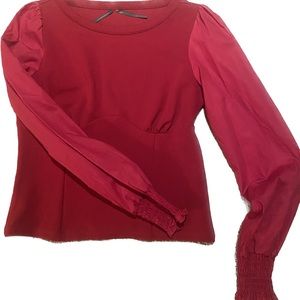 ANTHRO Red Structured blouse Size Small